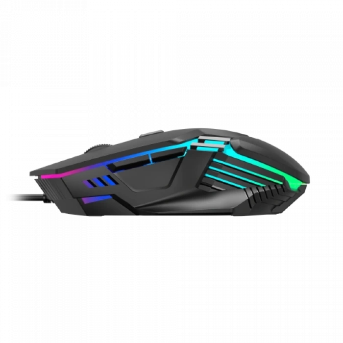 GAMDIAS AURA GS4, Çok Renkli Aydınlatma,  USB Kablolu, 6 Tuşlu, Gaming Mouse, 3.600 DPI, Siyah