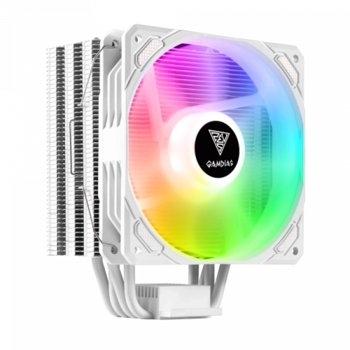 GAMDIAS BOREAS E1-410 WH, White Edition, 120mm, CPU Kule Tipi Hava Soğutma, Doğrudan Temas Teknolojisine Sahip 4 adet Gelişmiş Bakır Isı Borusu (AMD AM4-AM5 ve INTEL Tüm işlemciler ile uyumlu)