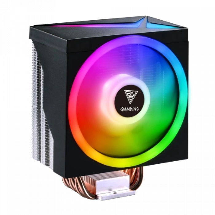 GAMDIAS BOREAS M1-610, LED Lights, 120mm, CPU  Kule Tipi Hava Soğutma, Doğrudan Temas Teknolojisine Sahip 6 adet Gelişmiş Bakır Isı Borusu (AMD AM4-AM5 ve INTEL Tüm işlemciler ile uyumlu)