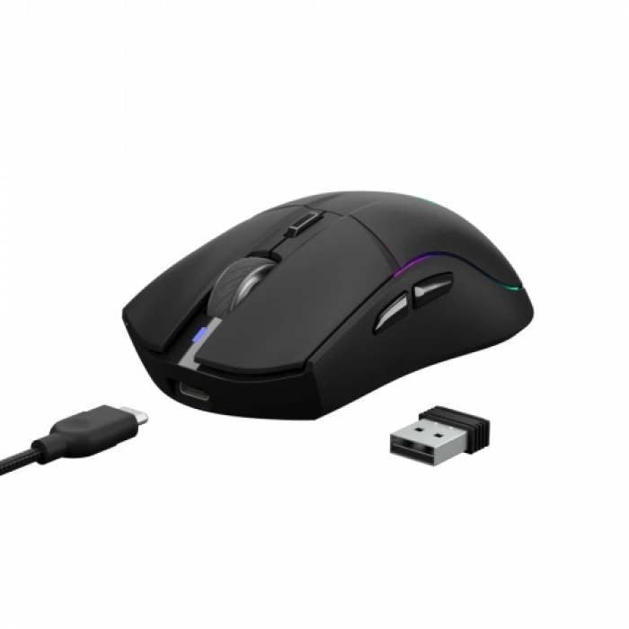 GAMDIAS HADES M3, RGB Aydınlatma, Kablosuz, Bluetooth ve Kablolu Bağlantı, 7 Tuşlu, Şarj Edilebilir, Type-C, Gaming Mouse, 10.000 DPI, Siyah