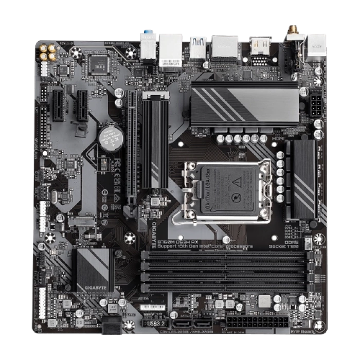 GIGABYTE B760M DS3H AX, rev.1.0, 4xDDR5, 2xM.2, 2xDP, HDMI, Type-C, Wi-Fi 6E, Bluetooth v5.3, 12-13-14.Nesil, LGA1700 Soket, Anakart