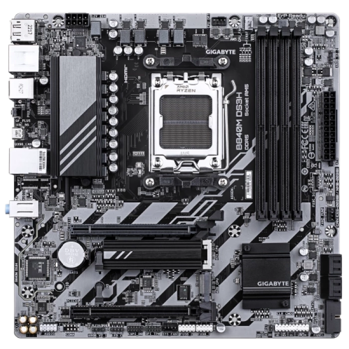 GIGABYTE B840M DS3H, 4xDDR5, 2xM.2, 2xDP, HDMI, Type-C, AM5 Soket GAMING Anakart