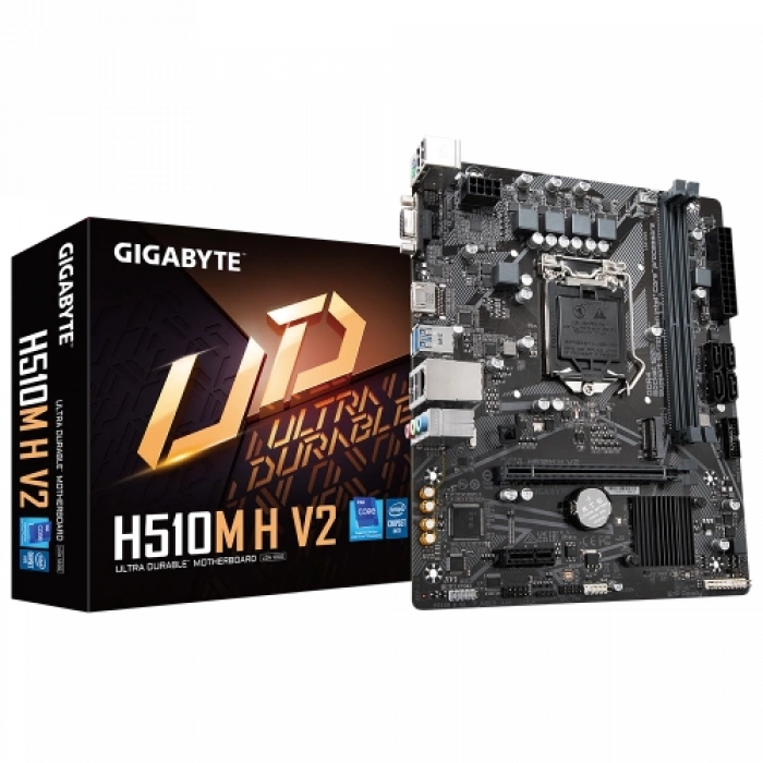 GIGABYTE H510M H V2, rev.1.0, 3200Mhz, 2xDDR4, M.2, D-SUB, HDMI, 10-11.Nesil, LGA1200 Soket, Anakart