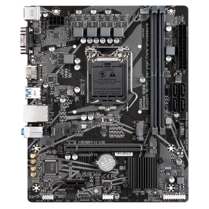 GIGABYTE H510M H V2, rev.1.0, 3200Mhz, 2xDDR4, M.2, D-SUB, HDMI, 10-11.Nesil, LGA1200 Soket, Anakart
