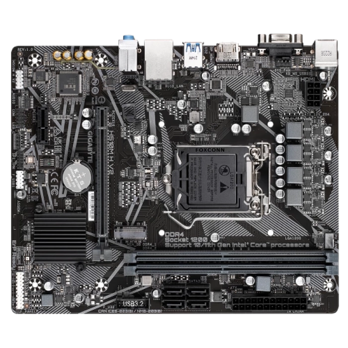 GIGABYTE H510M H V2, rev.1.0, 3200Mhz, 2xDDR4, M.2, D-SUB, HDMI, 10-11.Nesil, LGA1200 Soket, Anakart