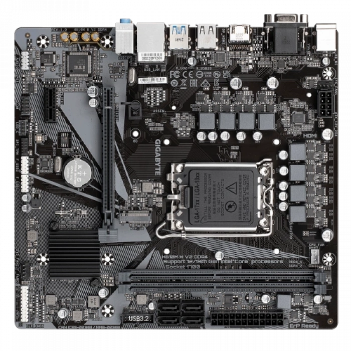 GIGABYTE H610M H V2 DDR4, rev1.0, 3200Mhz. 2xDDR4, M.2, D-SUB, HDMI, 12-13.14.Nesil, LGA1700 Soket, Anakart