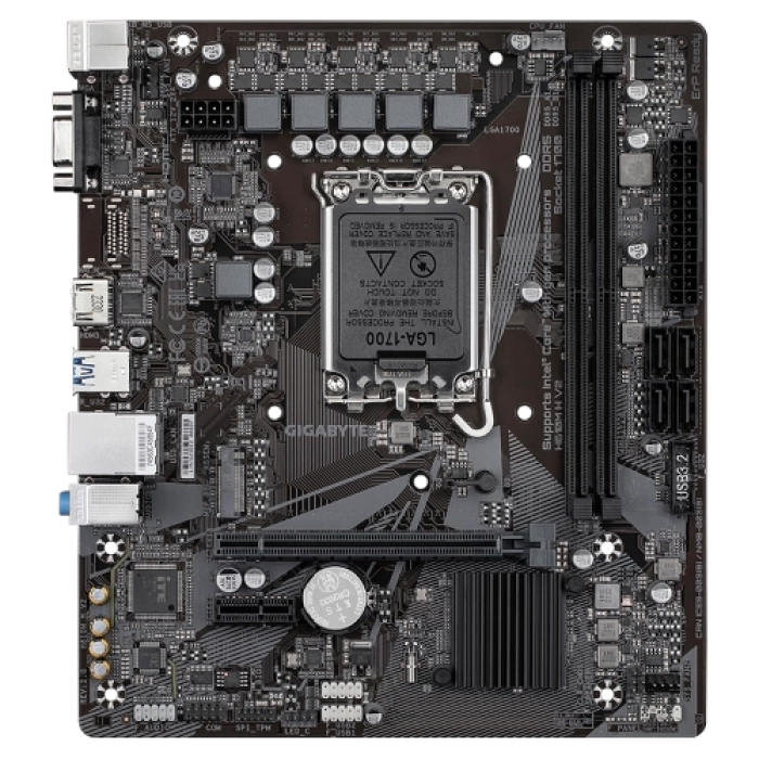 GIGABYTE H610M H V2, rev.1.0, 5600MHz, 2xDDR5,  M.2, D-SUB, HDMI, 12-13.14.Nesil, LGA1700 Soket, Anakart