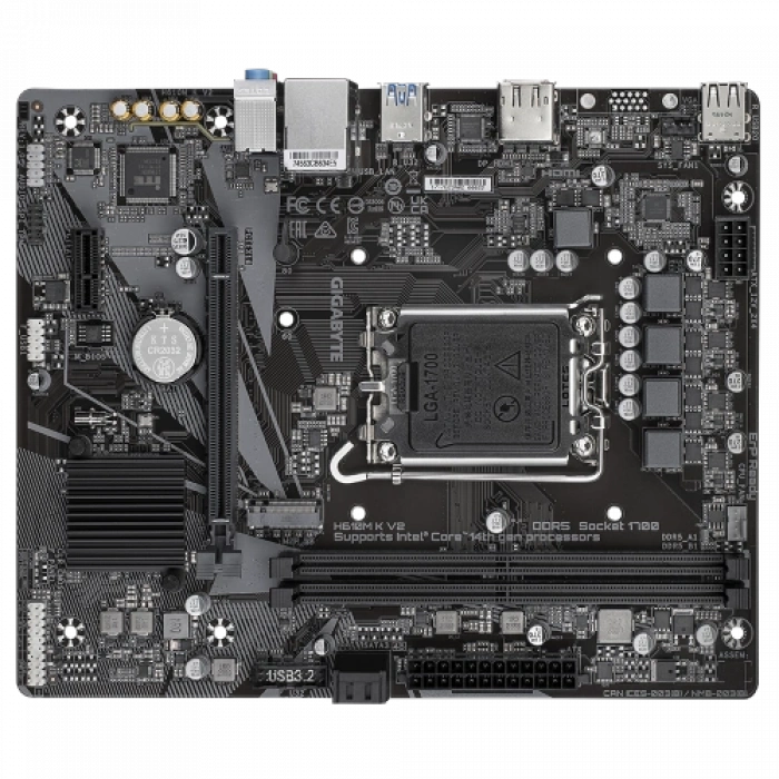 Gıgabyte H610m K V2, Rev.1.0, 2xddr5, M.2, Dp, Hdmı, 12-13.nesil, Lga1700 Soket, Anakart