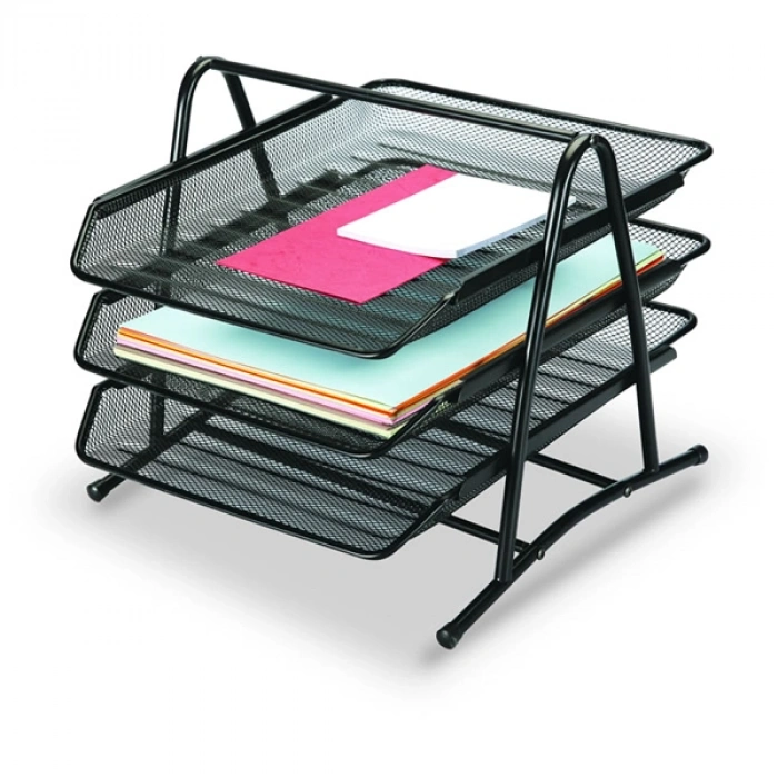 Gıpta Evrak Rafı Metal Perforeli 3 Lü Siyah F0001