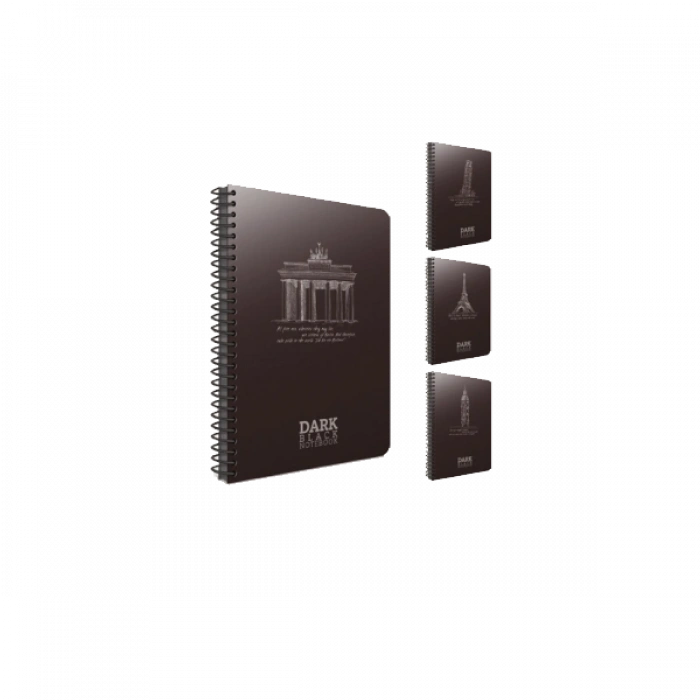 Gıpta Not Defteri Dark Spiralli Plastik Kapak Çizgisiz 50 Yp 12x17 2674