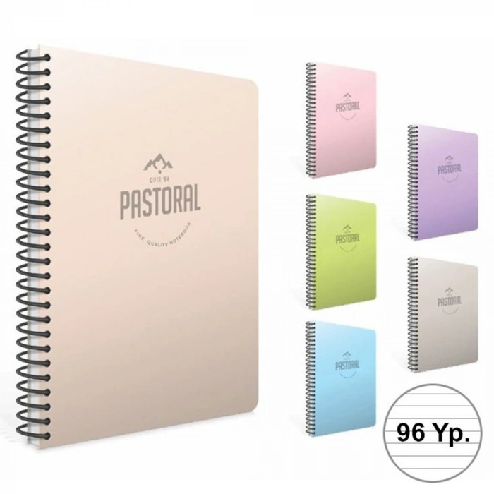 Gıpta Spiralli Plastik Kapak Defter Pastoral 17x24 96 Yp Kareli