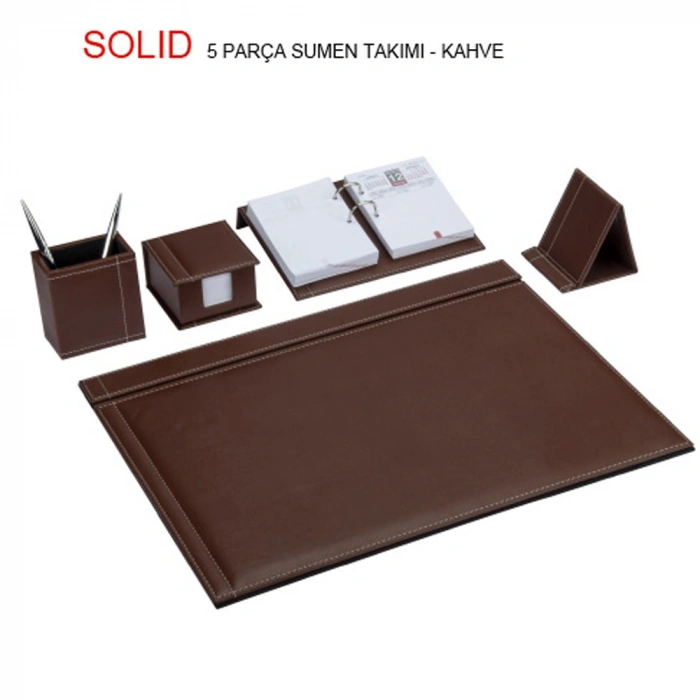 Gıpta Sümen Takımı 5 Parça Solid Sade Kahverengi 7133