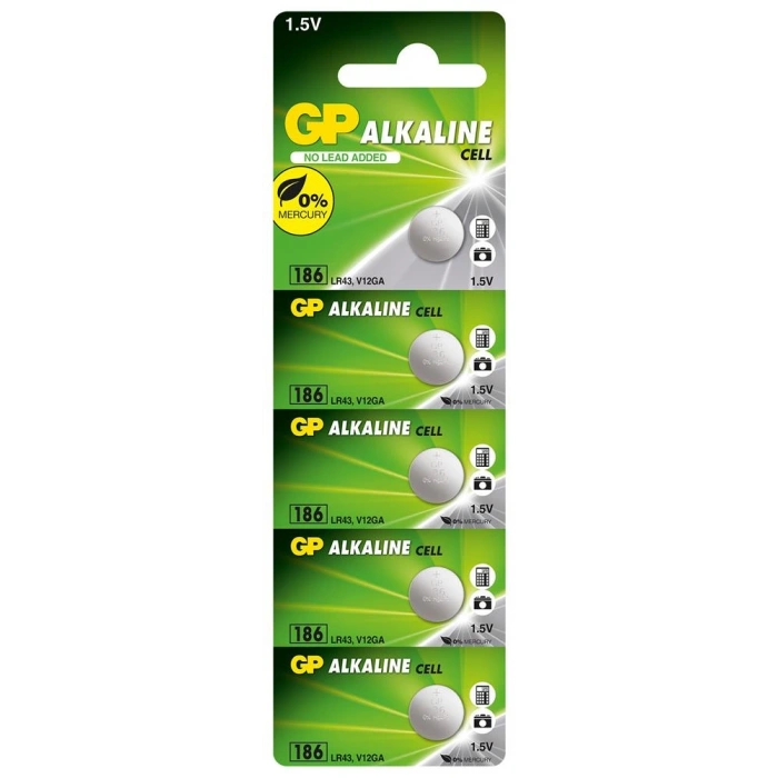 Gp Gp186-c5 Lr43 Ag12 Alkalin Düğme Pil 5li Paket