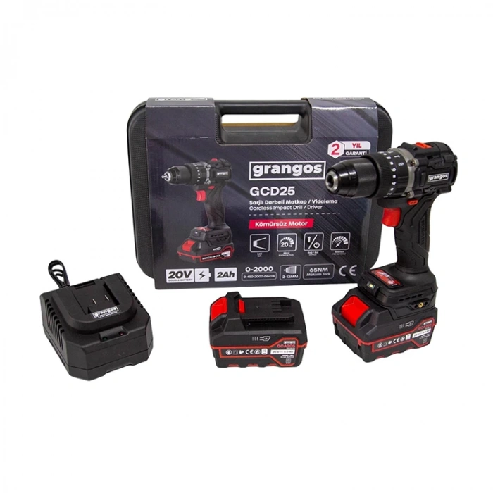 Grangos GCD25-F2 20V 5 Ah Çift Akülü Darbeli Matkap