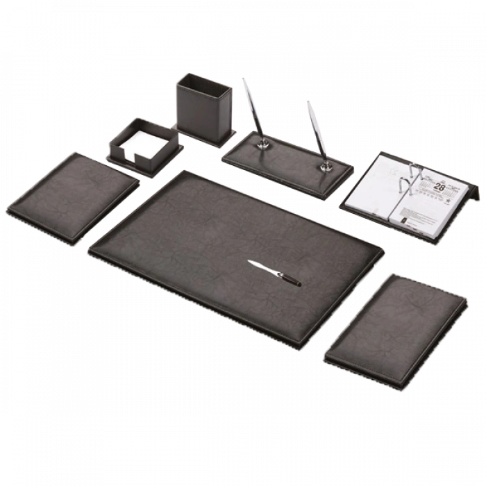 Gülpaş Sümen Takımı 9 Parça Napa Suni Deri Sade Çift Kalemli Siyah 907