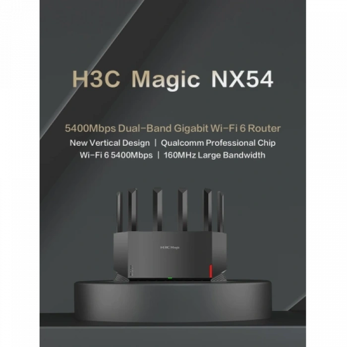 H3c Magic Nx54, Dual Band, Wifi 6, 5400mbps, 4port Gigabit, 6ad Anten, Masaüstü, Router, Access Point