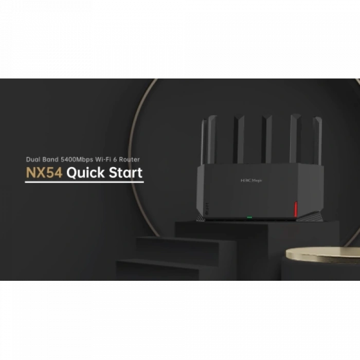 H3C Magic NX54, Dual Band, WiFi 6, 5400Mbps, 4Port GigaBit, 6ad Anten, Masaüstü, Router, Access Point