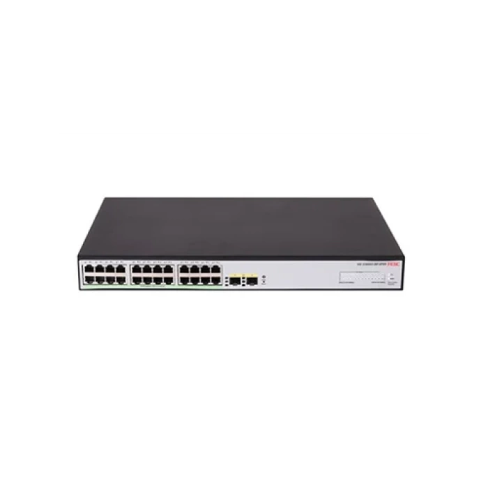 H3C S1600V2-26P-HPWR, 24 Port, GigaBit, PoE 370W, L2, 2 Port GigaBit SFP, Web Yönetilebilir, Masaüstü Switch