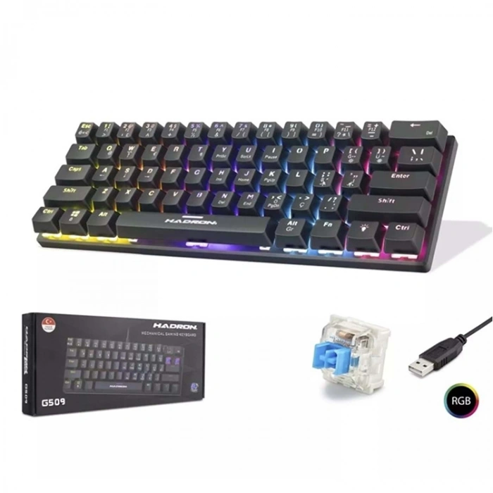 Hadron G509b Siyah Mekanik Gaming Mini Klavye Blue Switch Rgb
