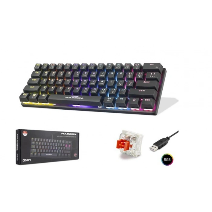 Hadron G509r Kablolu Oyuncu Mini Klavye Mekanik Red Switch Rgb Q Siyah