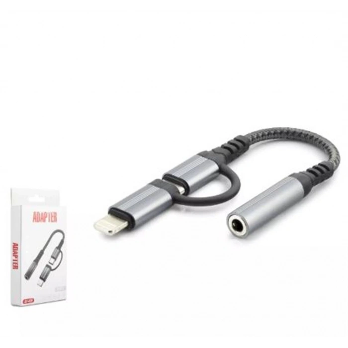 Hadron Gj-026 Type-c + Lightning To 3.5mm F Kablo Siyah