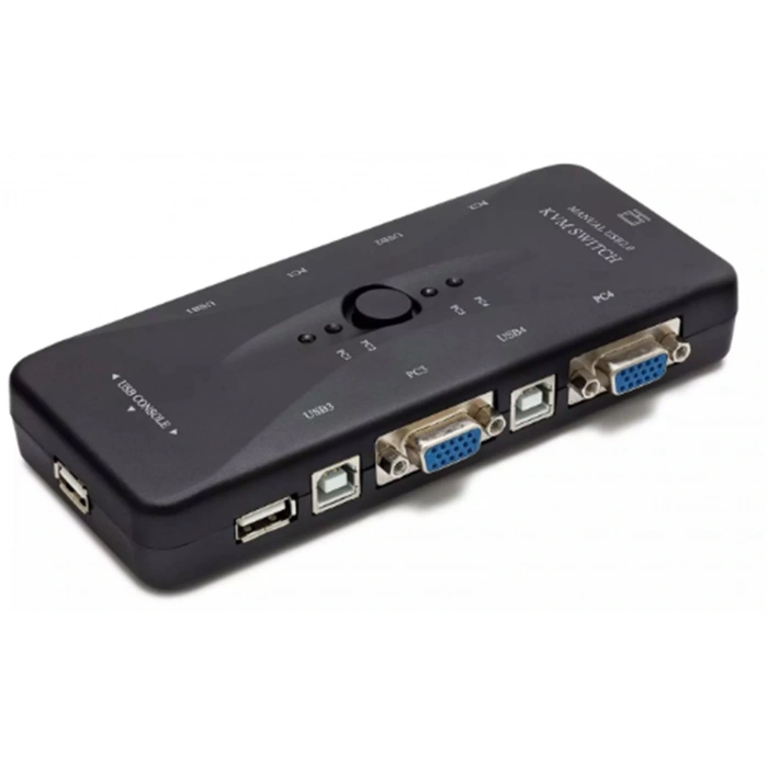 Hadron Hd230 Vga Usb Kvm Switch 4Giriş 1Çıkış Siyah 4 Farkı Bilgisayarı Tek Ekrana Bağlar