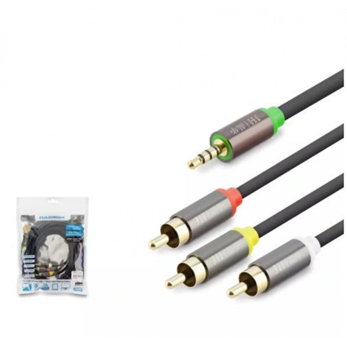 Hadron Hdx1066 3.5mm To 3rca Kablo 2lıne Gold 5m Siyah