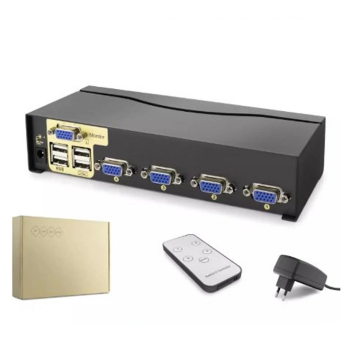 Hadron Hdx1381  4 Port  Vga Kvm Switch Uzaktan Kumanda 5v Adaptör