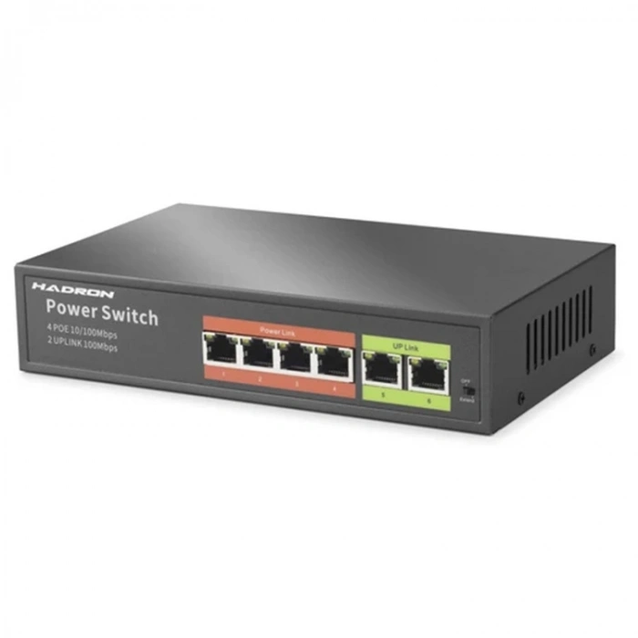 Hadron HDX1440 AI PoE Switch 4 Port 2 Uplink 45W Siyah
