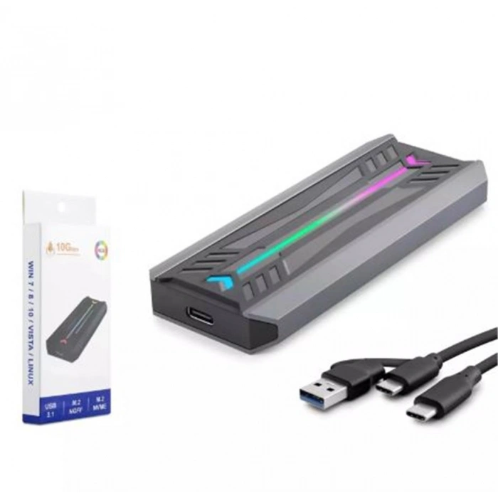 Hadron Hdx1775 Ssd Kutu Type-c3.1 + Usb3.0 Nvme M2 Chıp Rtl9210 Siyah