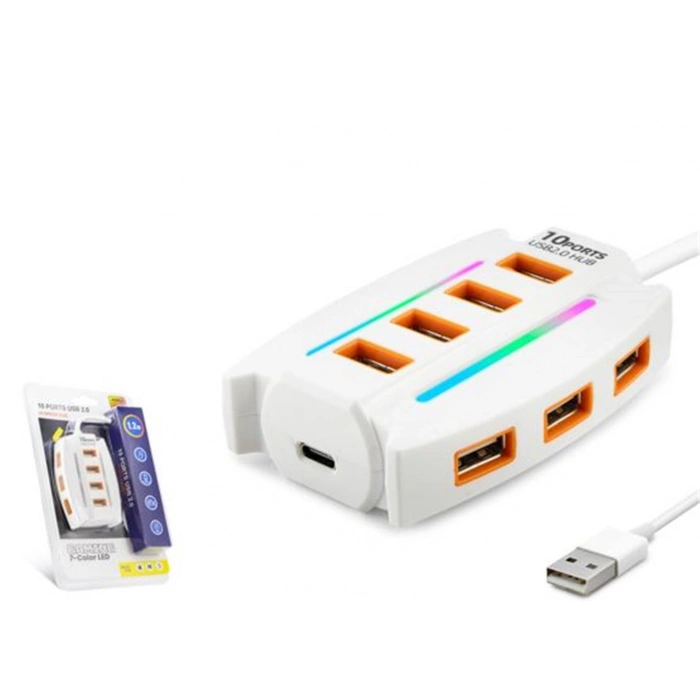 Hadron Hdx7037 Usb Hub 10-usb 1.2m Beyaz
