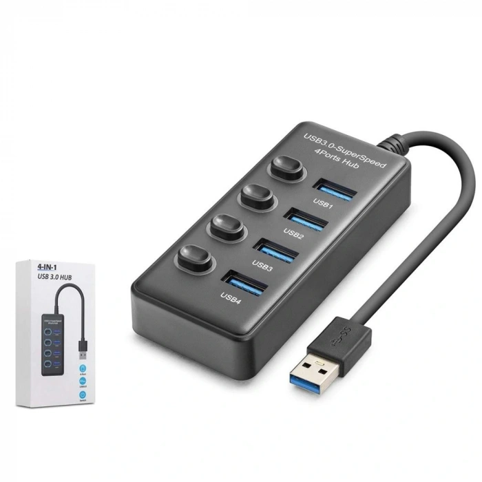 Hadron Hdx7049 Usb Hub 3.0 5gbps 4x Usb-a 4 Port Switch’li Çoklayıcı Siyah