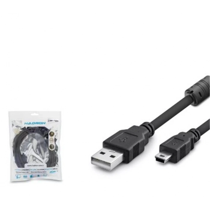 Hadron Hdx7523 Usb Mini V3-5pin To Usb Kablo 3m Siyah