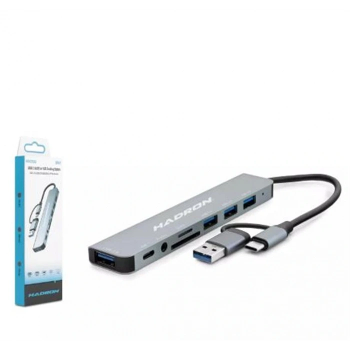 Hadron Hdx7828 Type-c Hub Combo 3-usb3.0 + Usb + Type-c + Audio + Sd + Tf 8ın1 Gri