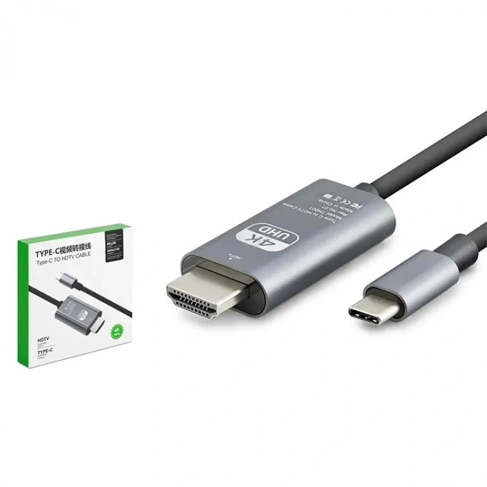 Hadron HDX7853 Type-C to HDMI 4K 30Hz 1.8 Metre Görüntü Kablosu Gri