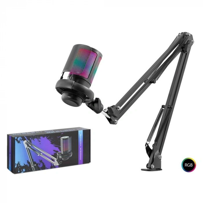 Hadron Me6s35b Gaming Rgb Mikrofon Seti Boom Mikrofon Kolu Type-c 192khz 24bit Siyah