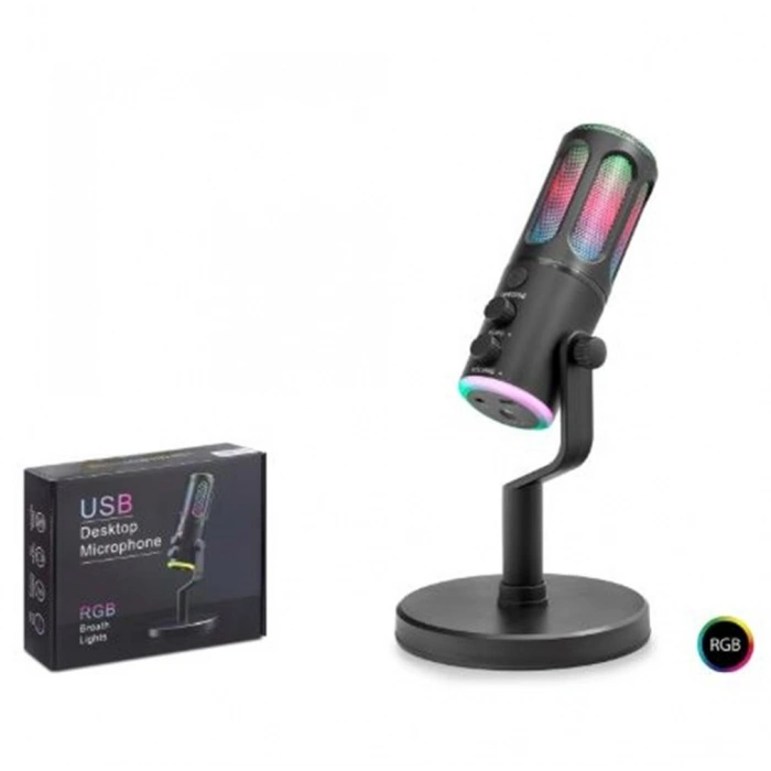 Hadron Su8 Gaming Rgb Masaüstü Mikrofon Dsp Gürültü Önleme Echo Type-c Siyah