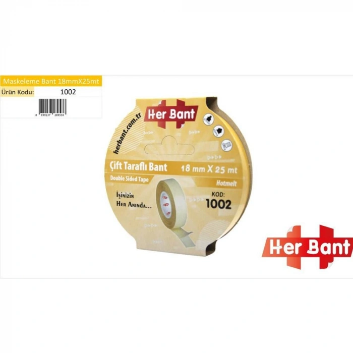 Her Bant Çift Taraflı Bant Askılı 18x25 Mt 1002