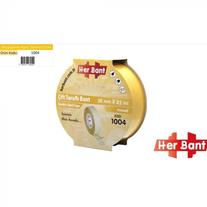 Her Bant Çift Taraflı Bant Askılı 36x25 Mt 1004