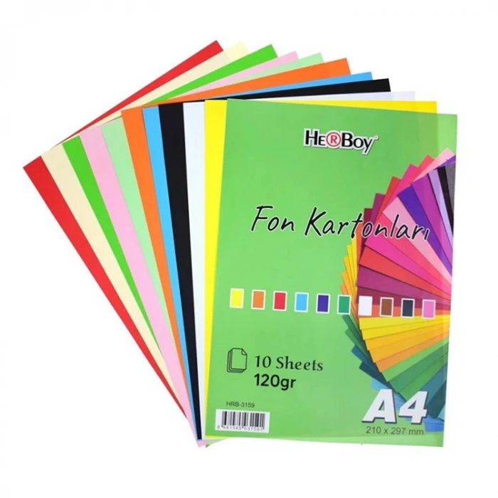 Herboy Fon Kartonu A4 Karışık 10 Lu Poşet