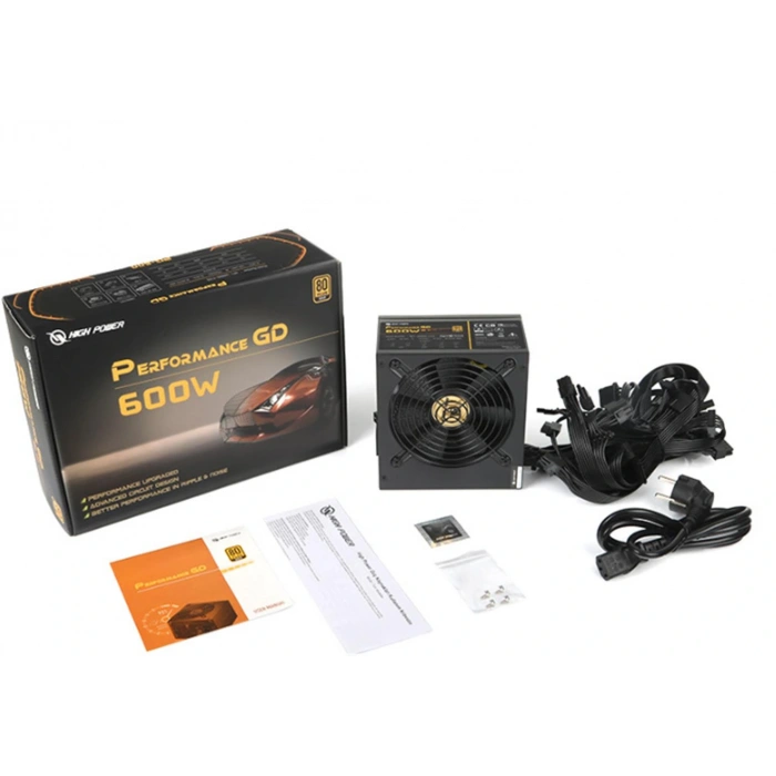 High Power Hp1-j600gd-f12s Performance Gd 600w 80+ Gold 50a Single Rail Aktif Pfc Siyah Power Supply