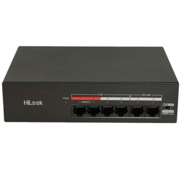 Hılook Ns-0106mp-35(b), 4 Port, Megabit, Poe 35w, 2 Port Megabit Uplink, Yönetilemez, Masaüstü Switch