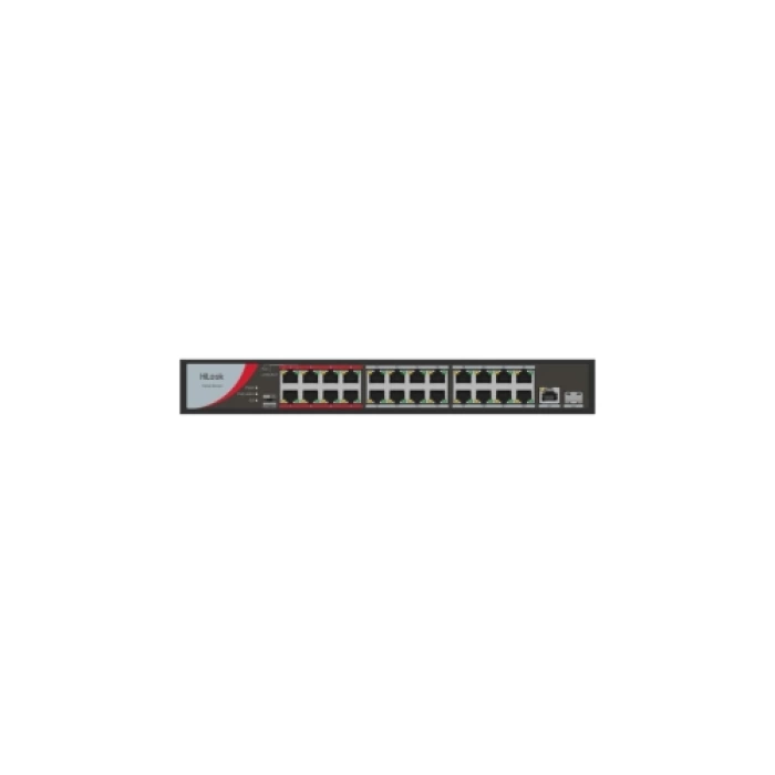 HILOOK NS-0326P-230(B), 24Port, Megabit, PoE 230W, 1 Port GigaBit Lan, 1 Port GigaBit SFP, Long Range 250Metre, Yönetilemez, Masaüstü Switch