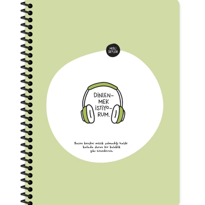Hisli Şeyler Stickerli Defter Dinlenmek İstiyorum 16,5x22,5 80 Yp.Kar.