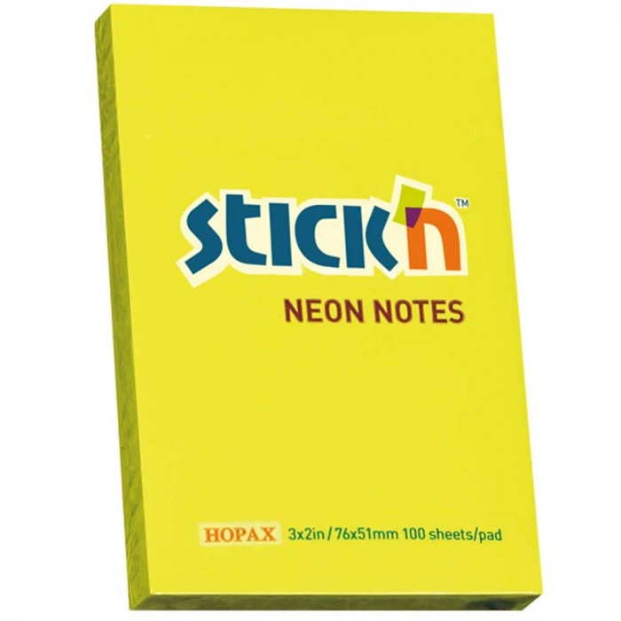 Hopax Stıckn Yapışkanlı Not Kağıdı 100 Yp 76x51 Fosforlu Sarı 21132