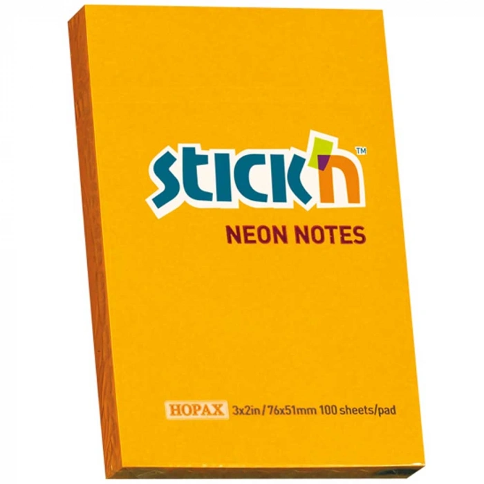 Hopax Stıckn Yapışkanlı Not Kağıdı 100 Yp 76x51 Fosforlu Turuncu He21160