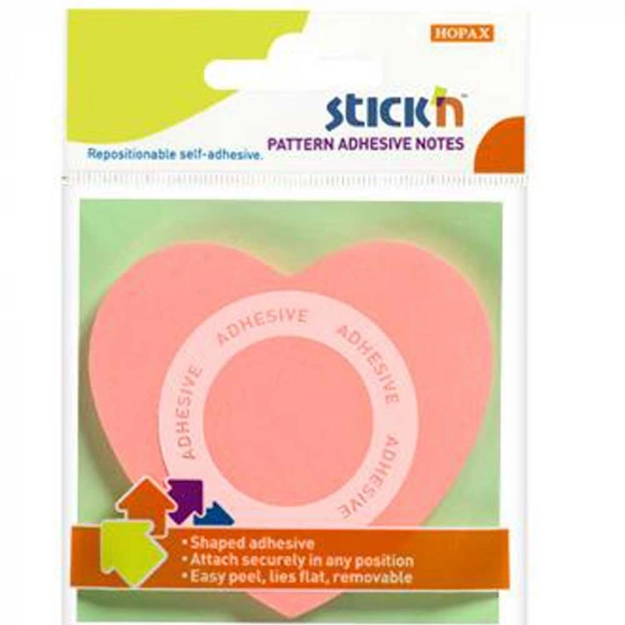Hopax Stickn Yapışkanlı Not Kağıdı Kalp Şekilli 50 Yp 70x70 Açık Pembe 21545