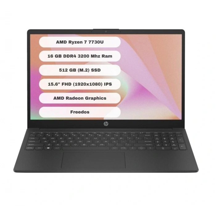 Hp 15 Fc0059nt Amd Ryzen 7 7730u 16gb 512gb Ssd 8m1t1ea Freedos 15.6 Fhd Notebook