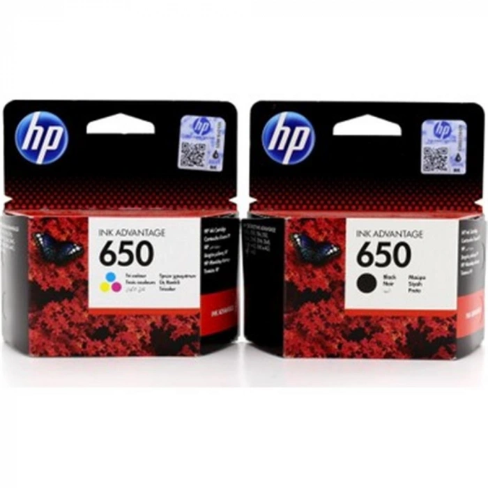 Hp Cz101ae + Cz102ae 650 Siyah + Renkli Kartuş Seti