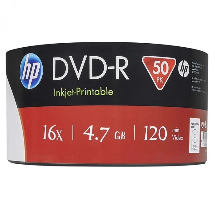 HP DVD-R 4.7GB 120 Dakika 16X Printable 50li Shrink Paket